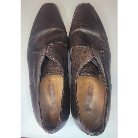 SANTONI Italy Made Brown Leather Dress Shoes 11 D| Sophisticate Preppy Old Money